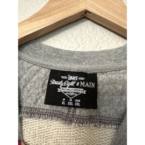 Twenty Eight & Main Grey Quilted Panel Boxy Logo Sweatshirt Men’s Size XLarge - Picture 6 of 7